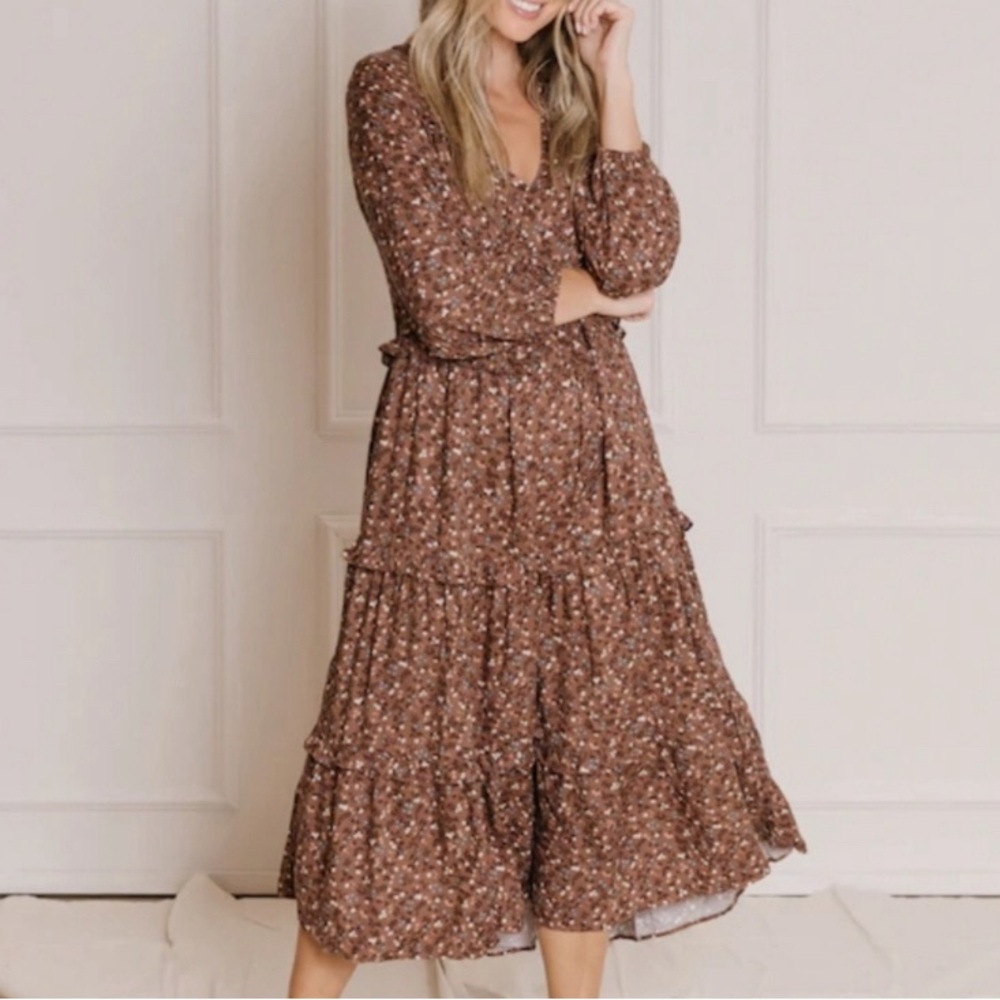 Rylee + Cru Mabel Dress Tiered Ditsy Floral S